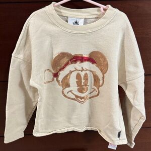 Cream & Gold Mickey Mouse Santa Sweatshirt.